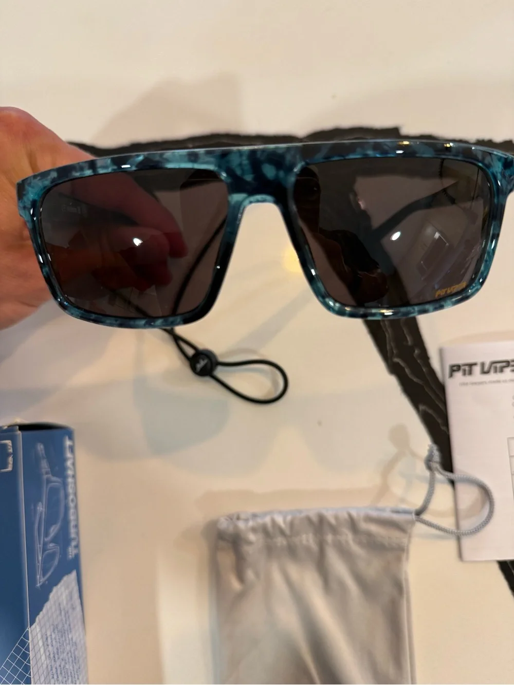 Pit Viper Teal Tortoise Frame with Blue Mirrored Lenses Sunglasses Turboshaft